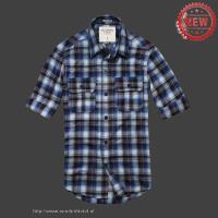 heren abercrombie fitch plaid lang overhemd koffie blauw wit Kleren Winkel u78yi317